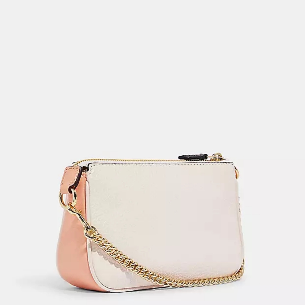 Coach Cream Leather Wristlet with Gold Chain - Picture 4 of 4